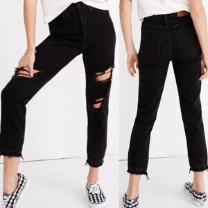 Madewell Ripped Black Mom Jeans